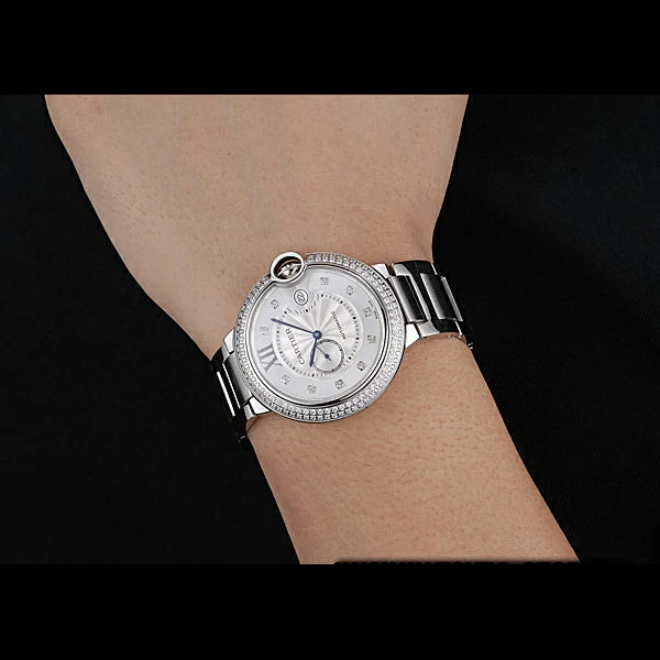 Cartier Ballon Bleu Diamond Case White Dial Stainless Steel Bracelet new60599