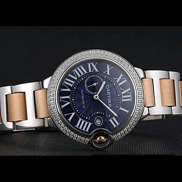 Cartier Ballon Bleu Diamond Case Blue Dial Two Tone Bracelet new60601