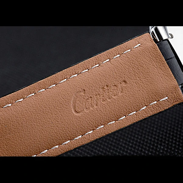 Cartier Ballon Bleu Diamond Case Black Dial Black Leather Bracelet new60603