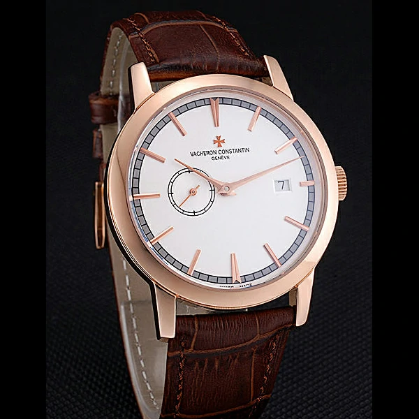 Vacheron Constantin Patrimony Contemporaine Rose Gold Case White Dial Brown Leather Brace new60606