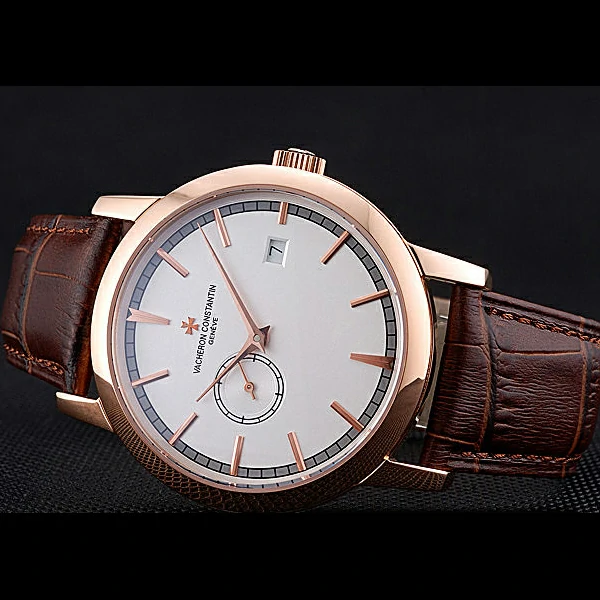 Vacheron Constantin Patrimony Contemporaine Rose Gold Case White Dial Brown Leather Brace new60606