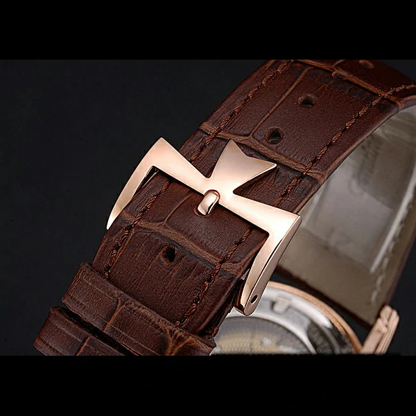 Vacheron Constantin Patrimony Contemporaine Rose Gold Case White Dial Brown Leather Brace new60606