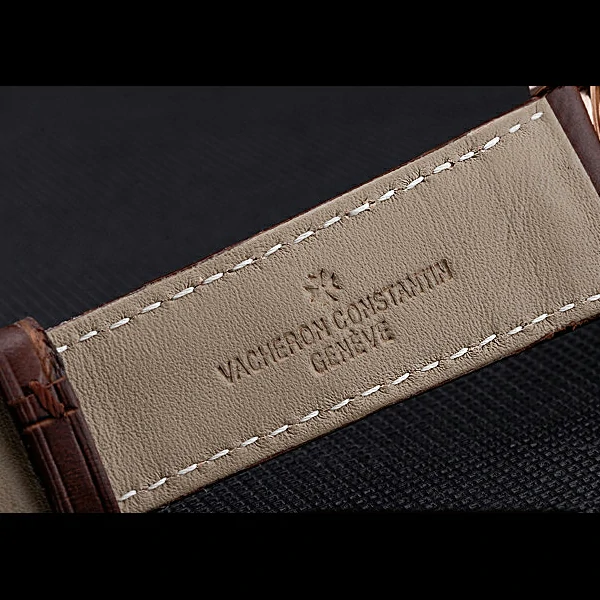 Vacheron Constantin Patrimony Contemporaine Rose Gold Case White Dial Brown Leather Brace new60606