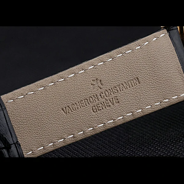 Vacheron Constantin Patrimony Contemporaine Gold Case Gold Diamond Dial Black Leather new60607