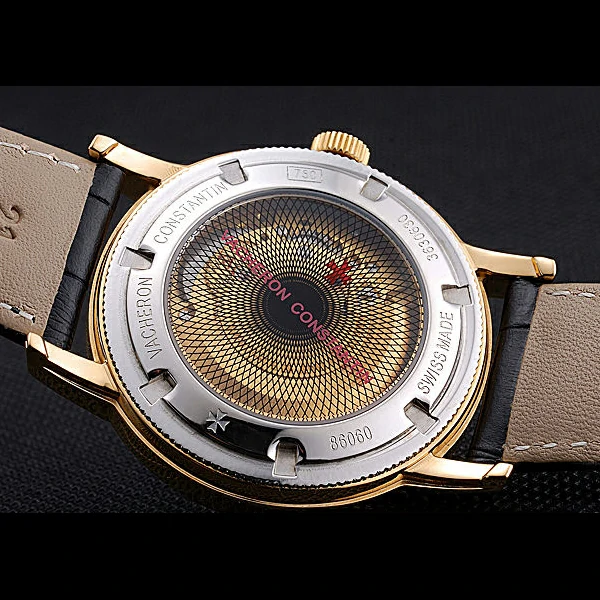 Vacheron Constantin Patrimony Contemporaine Gold Case Gold Diamond Dial Black Leather new60607
