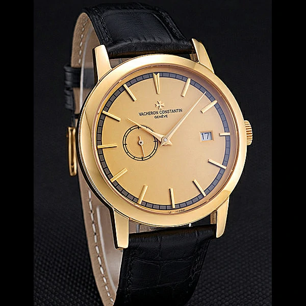 Vacheron Constantin Patrimony Contemporaine Gold Case Gold Dial Black Leather Bracelet new60608