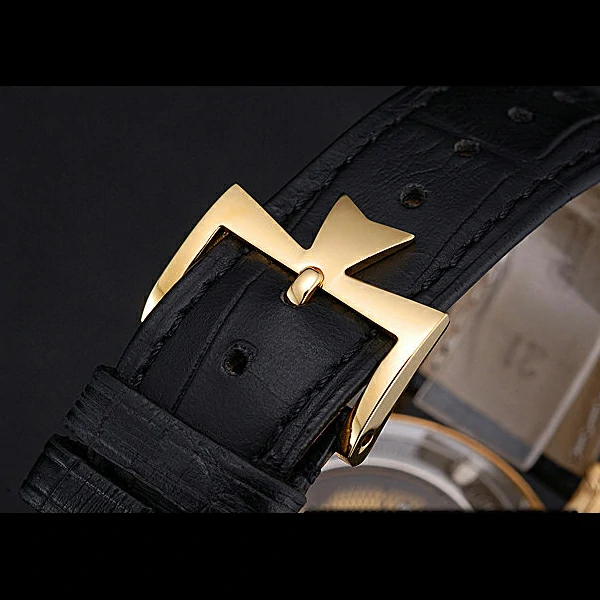 Vacheron Constantin Patrimony Contemporaine Gold Case Gold Dial Black Leather Bracelet new60608