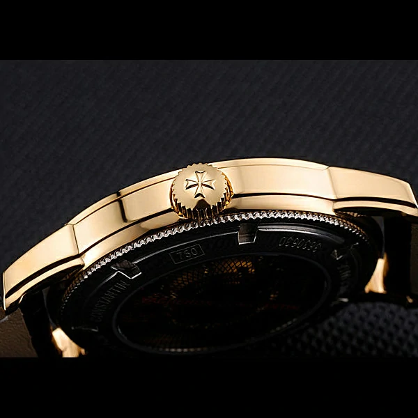 Vacheron Constantin Patrimony Contemporaine Gold Case Gold Dial Black Leather Bracelet new60608
