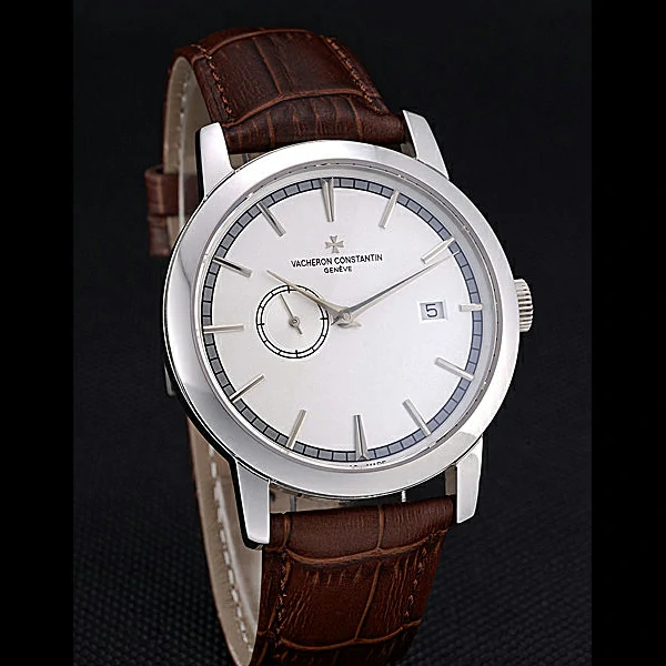 Vacheron Constantin Patrimony Contemporaine Stainless Steel Case White Dial Brown Leather new60609