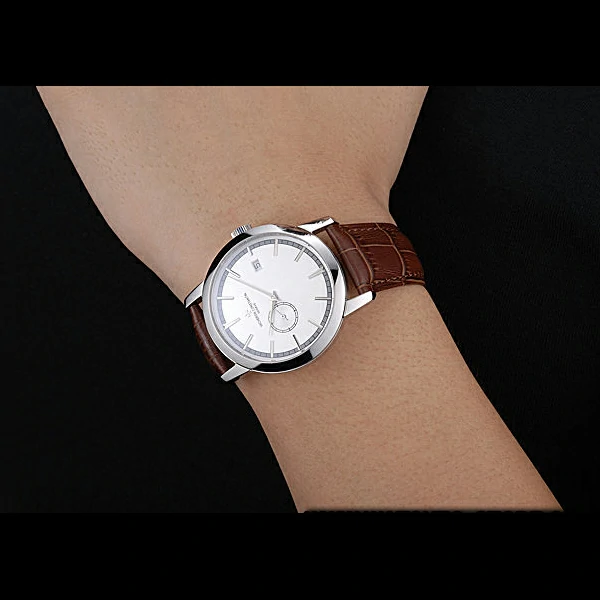 Vacheron Constantin Patrimony Contemporaine Stainless Steel Case White Dial Brown Leather new60609