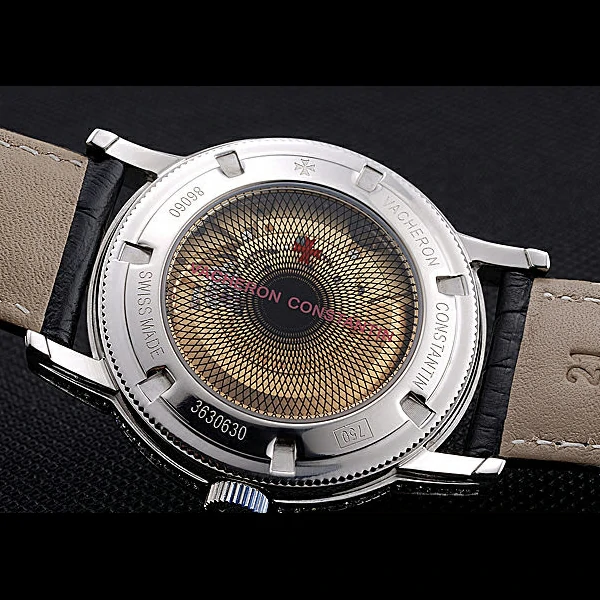 Vacheron Constantin Patrimony Contemporaine Steel Diamond Case Black Dial Black Leather new60610
