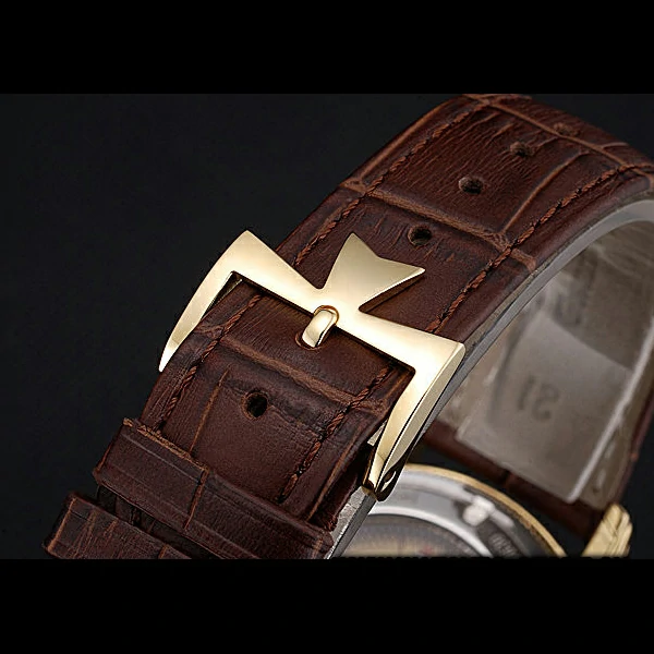 Vacheron Constantin Patrimony Contemporaine Gold Diamond Case White Dial Brown Leather new60611