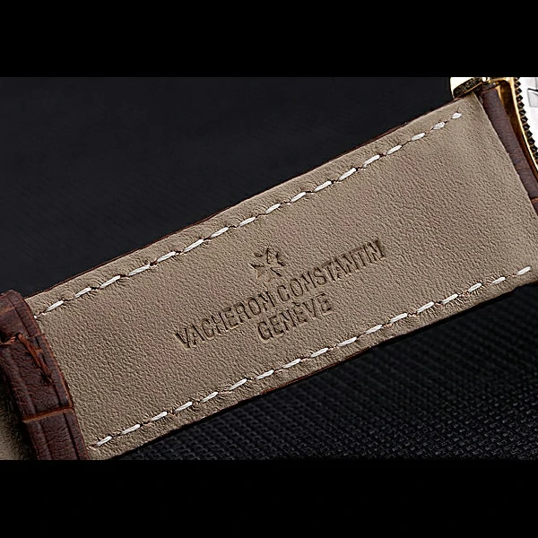 Vacheron Constantin Patrimony Contemporaine Gold Diamond Case White Dial Brown Leather new60611