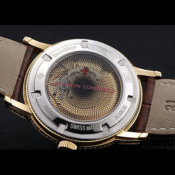 Vacheron Constantin Patrimony Contemporaine Gold Diamond Case White Dial Brown Leather new60611