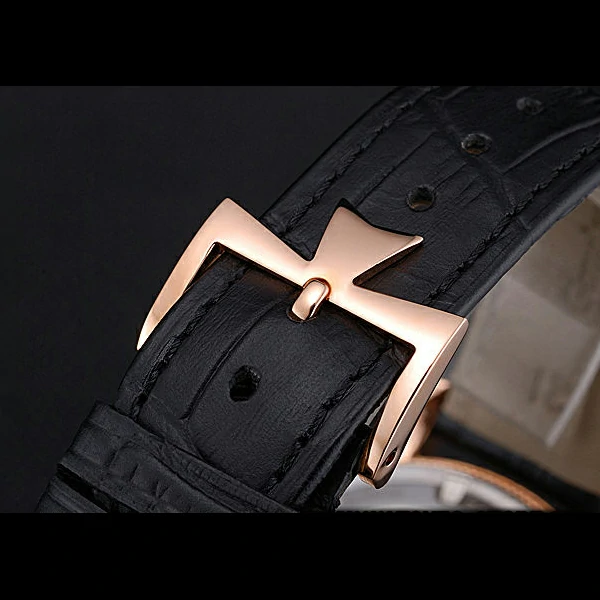 Vacheron Constantin Patrimony Contemporaine Gold Diamond Case Black Dial Black Leather new60612