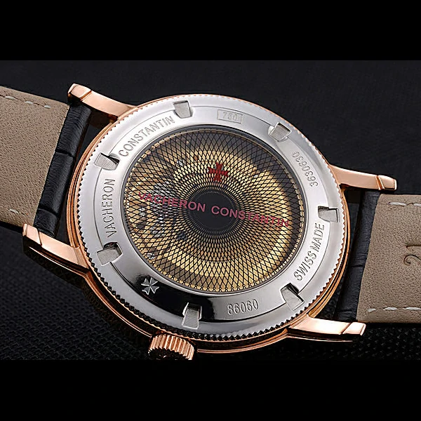 Vacheron Constantin Patrimony Contemporaine Gold Diamond Case Black Dial Black Leather new60612