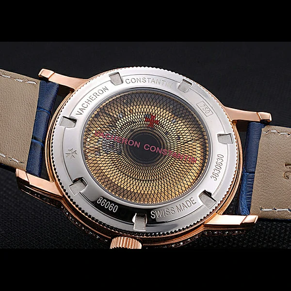 Vacheron Constantin Patrimony Contemporaine Gold Diamond Case White Dial Blue Leather new60613
