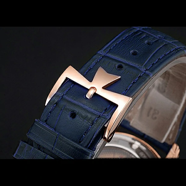 Vacheron Constantin Patrimony Contemporaine Gold Diamond Case White Dial Blue Leather new60613