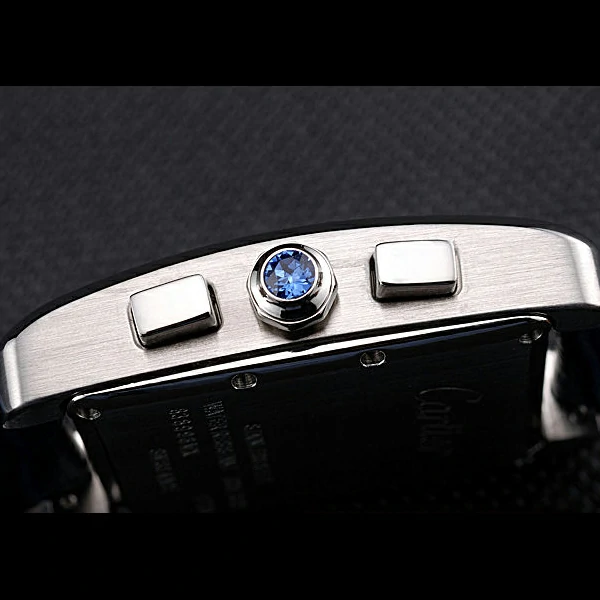 Cartier Tank MC Blue Dial Stainless Steel Case Blue Leather Bracelet new60617