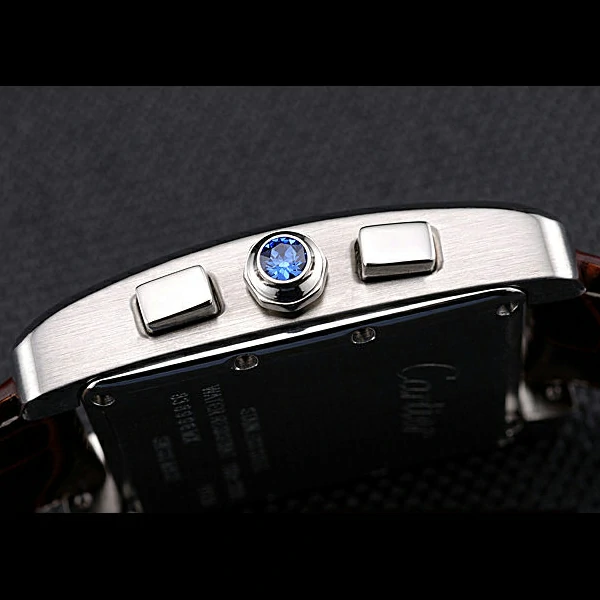 Cartier Tank MC Brown Dial Stainless Steel Case Brown Leather Bracelet new60618