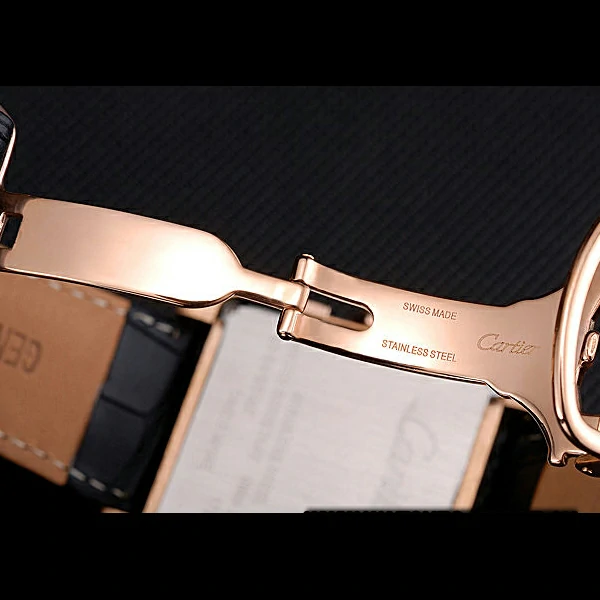 Cartier Tank MC White Dial Gold Case Black Leather Bracelet new60619