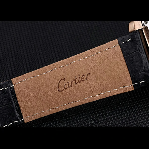 Cartier Tank MC White Dial Gold Case Black Leather Bracelet new60619