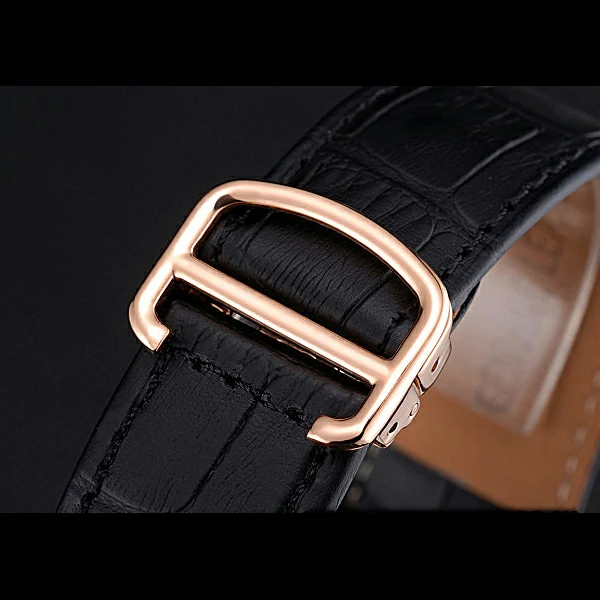 Cartier Tank MC Black Dial Gold Case Black Leather Bracelet new60620