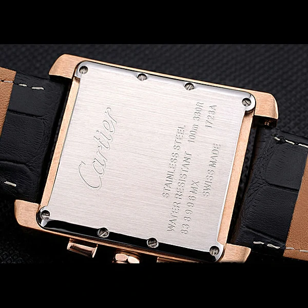 Cartier Tank MC Black Dial Gold Case Black Leather Bracelet new60620