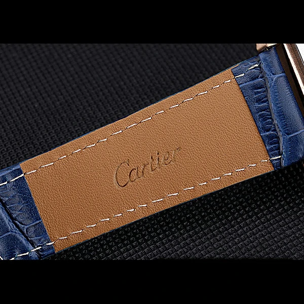 Cartier Tank MC Blue Dial Gold Case Blue Leather Bracelet new60621
