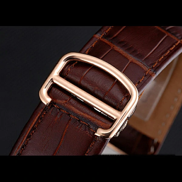 Cartier Tank MC Brown Dial Gold Case Brown Leather Bracelet new60622
