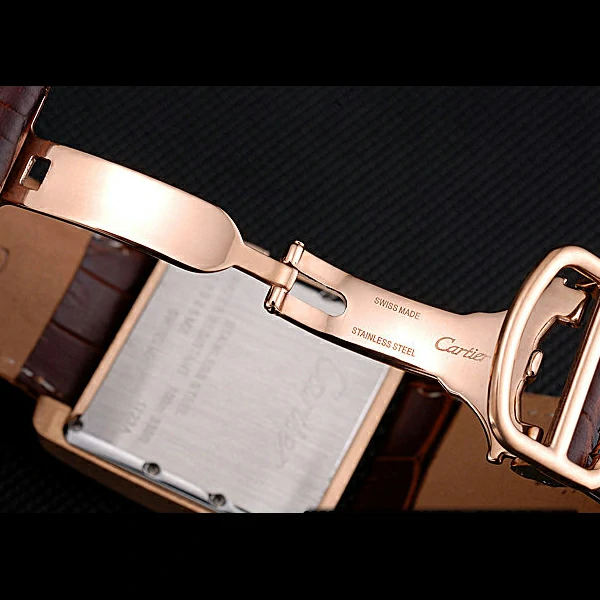 Cartier Tank MC Brown Dial Gold Case Brown Leather Bracelet new60622