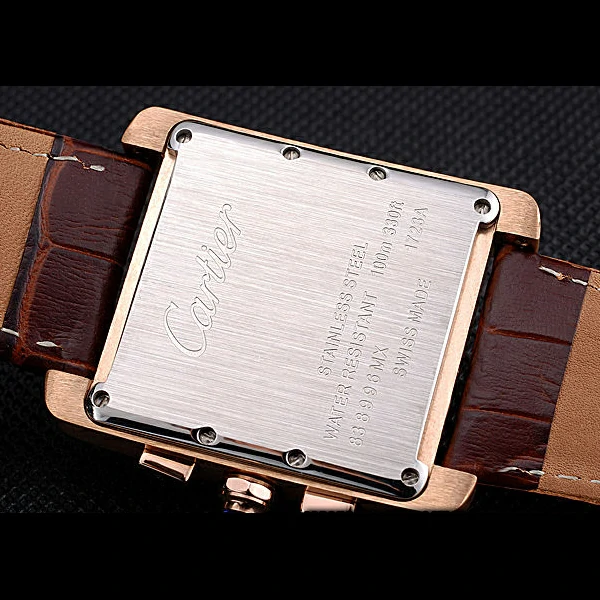 Cartier Tank MC Brown Dial Gold Case Brown Leather Bracelet new60622