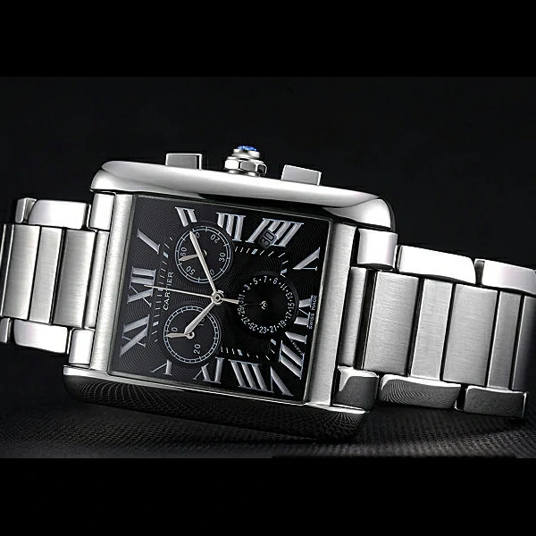 Cartier Tank MC Black Dial Stainless Steel Case And Bracelet new60624