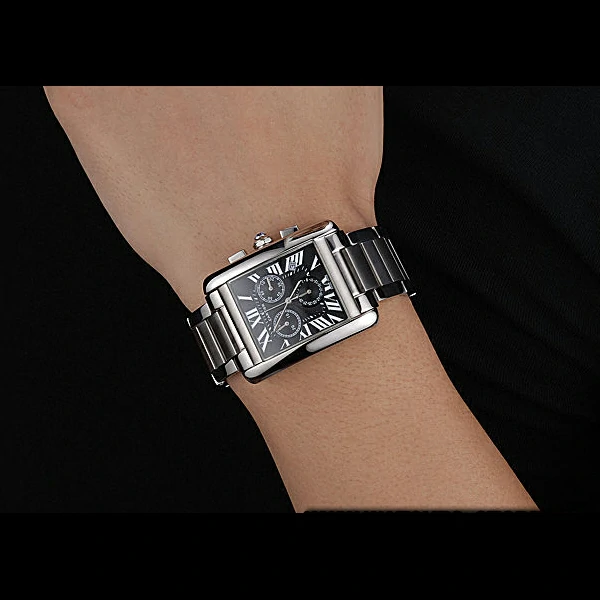 Cartier Tank MC Black Dial Stainless Steel Case And Bracelet new60624