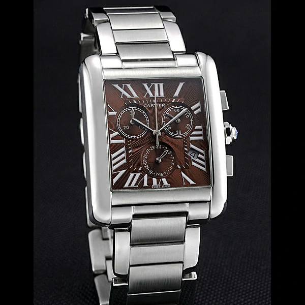 Cartier Tank MC Brown Dial Stainless Steel Case And Bracelet new60625