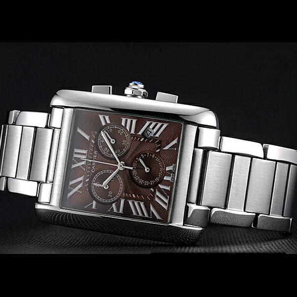 Cartier Tank MC Brown Dial Stainless Steel Case And Bracelet new60625