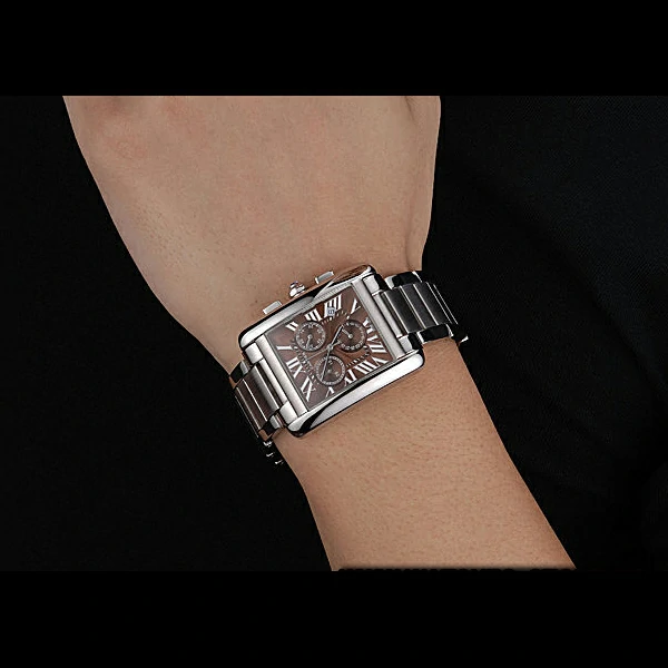 Cartier Tank MC Brown Dial Stainless Steel Case And Bracelet new60625