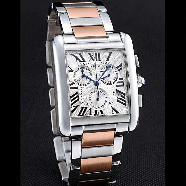 Cartier Tank MC White Dial Stainless Steel Case Two Tone Bracelet new60627