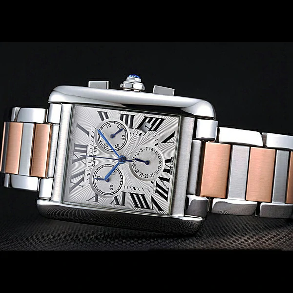 Cartier Tank MC White Dial Stainless Steel Case Two Tone Bracelet new60627