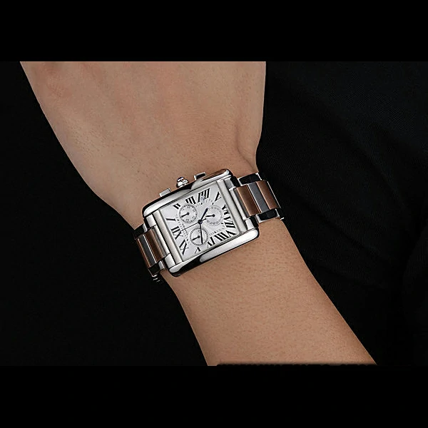 Cartier Tank MC White Dial Stainless Steel Case Two Tone Bracelet new60627