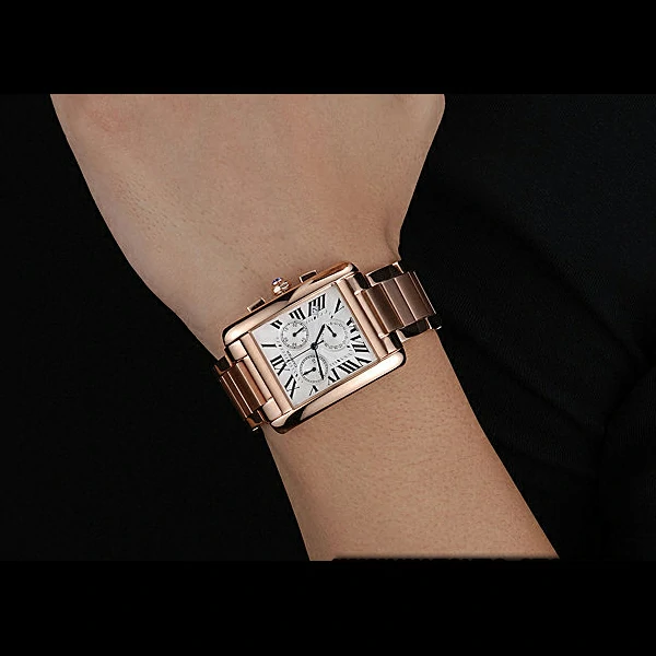 Cartier Tank MC White Dial Rose Gold Case And Bracelet new60628