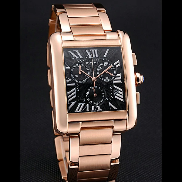 Cartier Tank MC Black Dial Rose Gold Case And Bracelet new60629