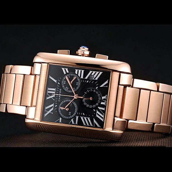 Cartier Tank MC Black Dial Rose Gold Case And Bracelet new60629