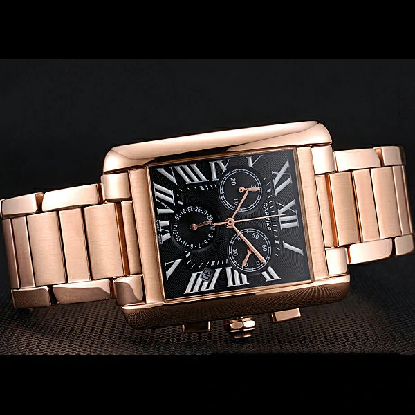 Cartier Tank MC Black Dial Rose Gold Case And Bracelet new60629