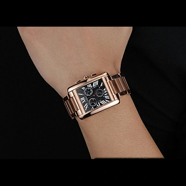 Cartier Tank MC Black Dial Rose Gold Case And Bracelet new60629