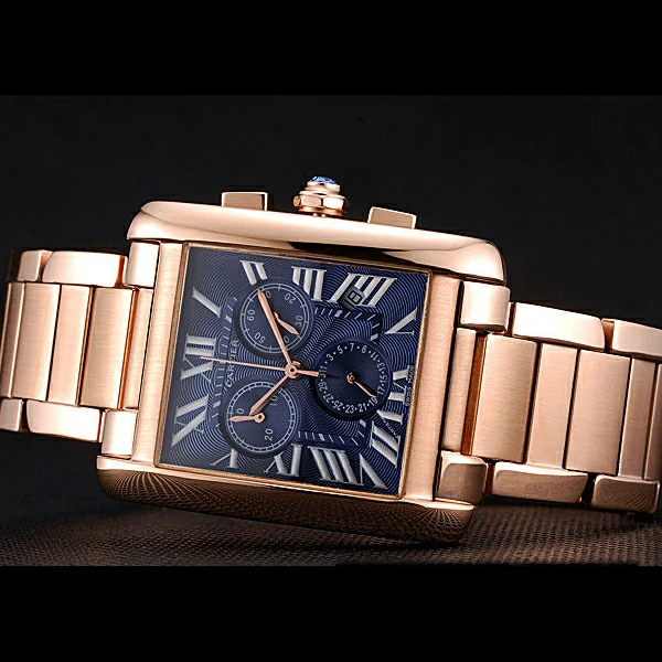 Cartier Tank MC Navy Dial Rose Gold Case And Bracelet new60630