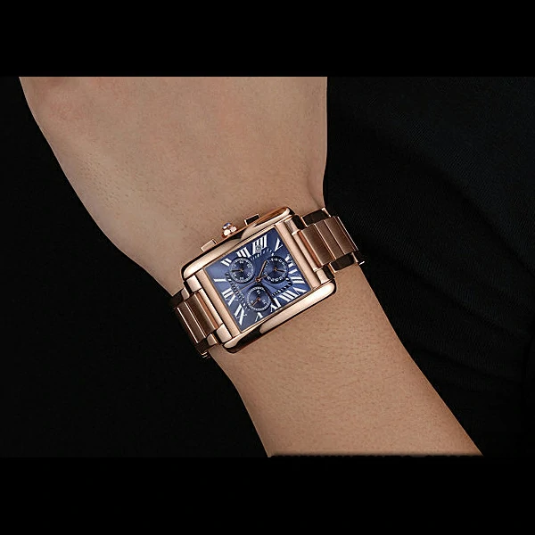 Cartier Tank MC Navy Dial Rose Gold Case And Bracelet new60630