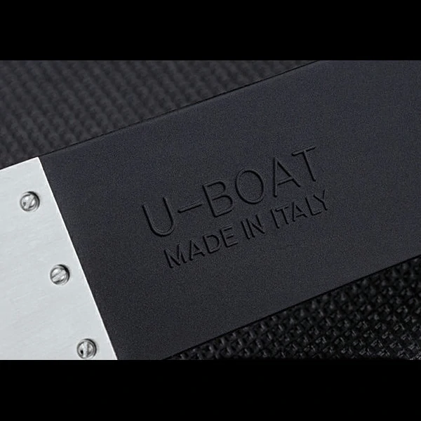 U Boat Italo Fontana Black Carbon Dial Blue Hour Marks Stainless Steel Case Rubber Bracelet new60634