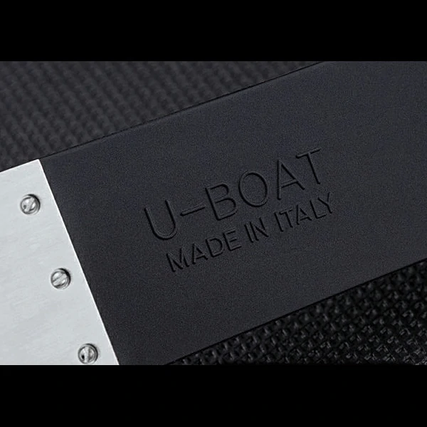 U Boat Italo Fontana Black Carbon Dial Orange Hour Marks Stainless Steel Case Rubber Bracelet new60636