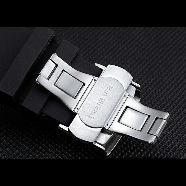 U Boat 1001 Yellow On Black Dial Stainless Steel Case Rubber Bracelet new60637